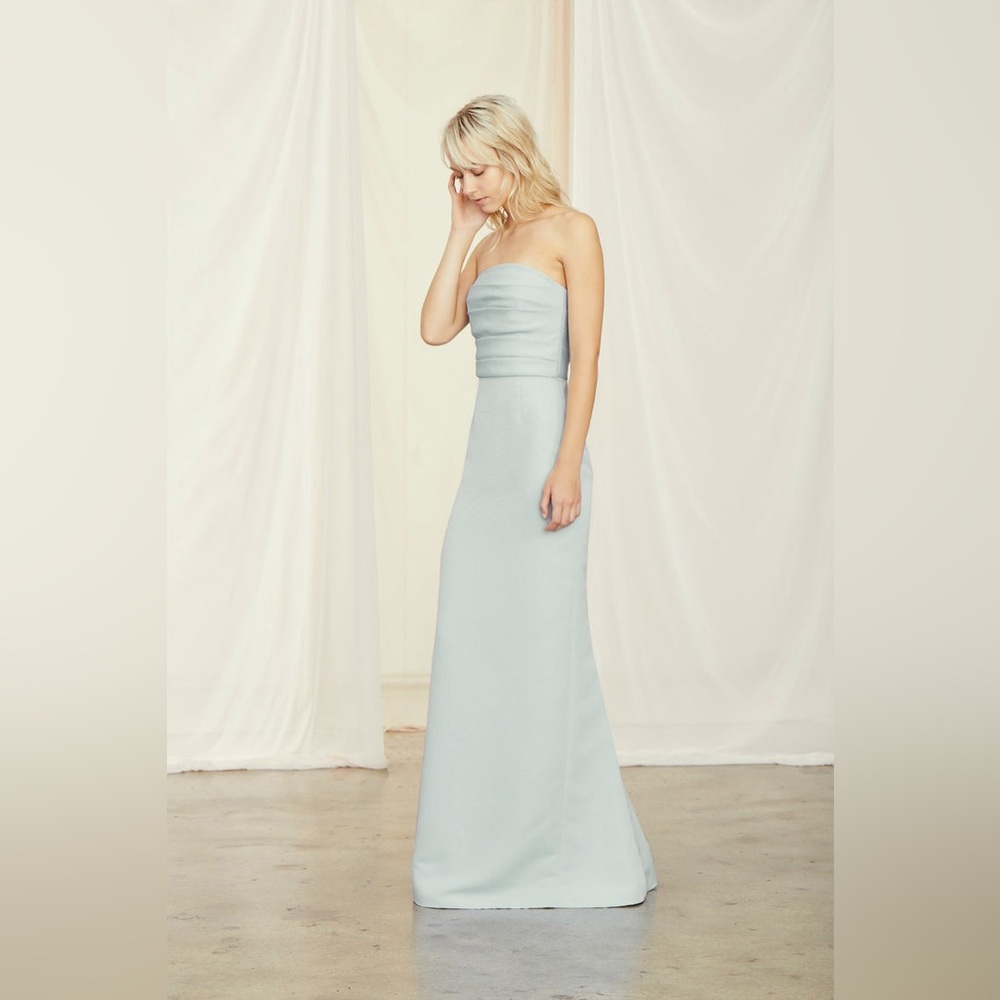 AMSALE Sonia Dress in Ice Light Blue Bridesmaid Dress Strapless